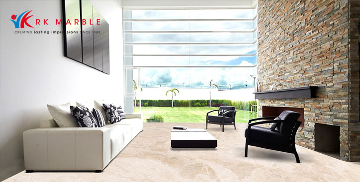 luxury imported marble in living room floor by R K Marble